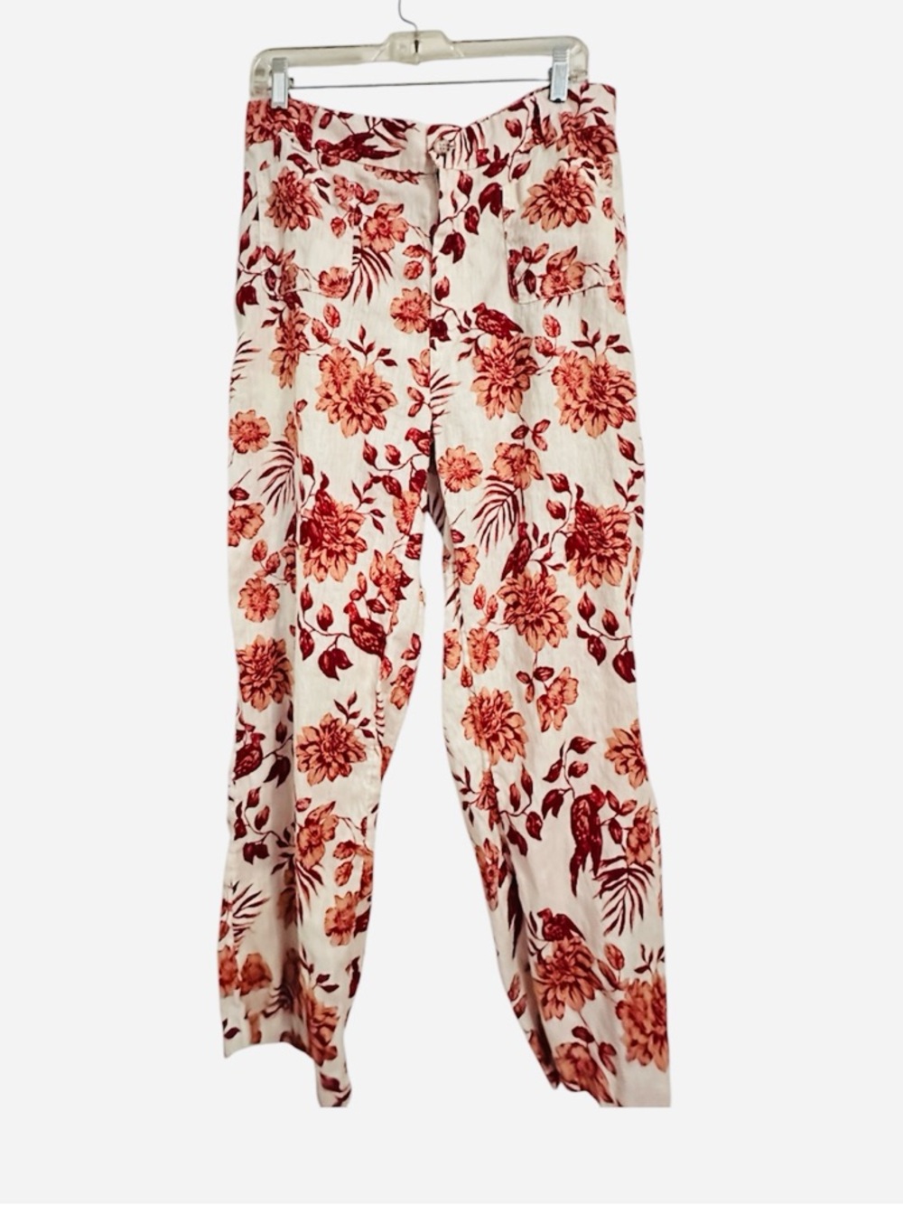 Rachel Zoe Cream Floral Wide-Leg Pants